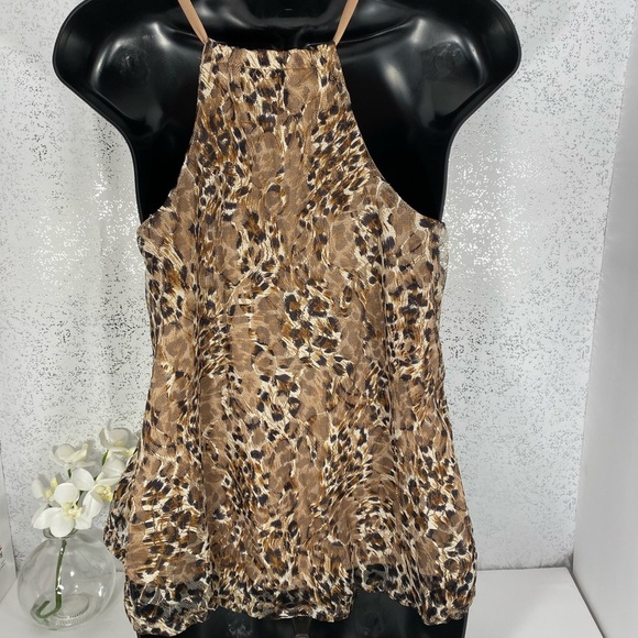 Love J Women's Small Leopard Print Sheer Tank Top Layered V-Neck Cami Blouse - Picture 15 of 15